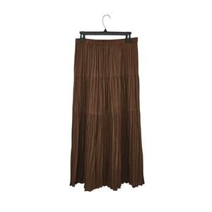 NWT Brown Tiered Pleated Flowy Maxi Skirt Size XL Western Cottagecore Boho